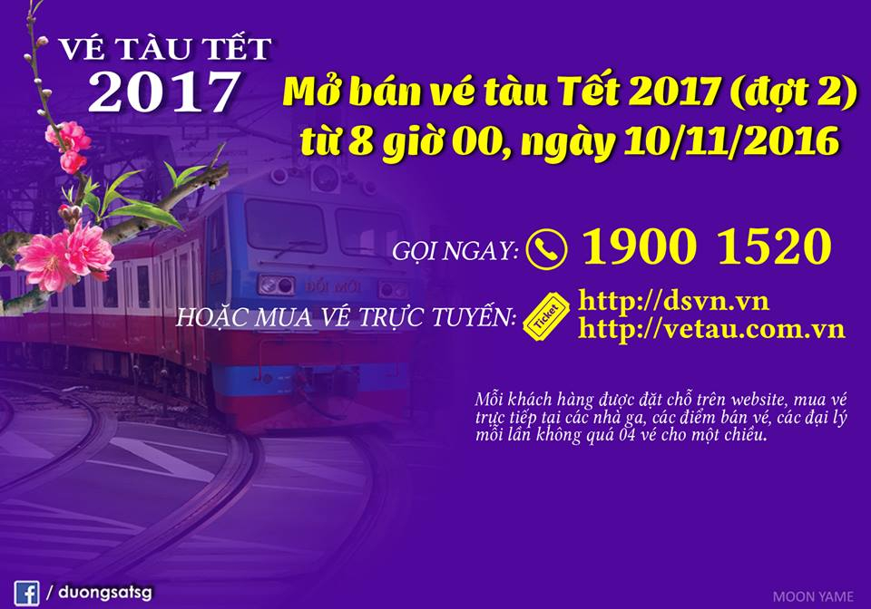 Chi nhánh VTĐS Đà Nẵng mở bán vé Tết Đinh Dậu 2017 giai đoạn 2